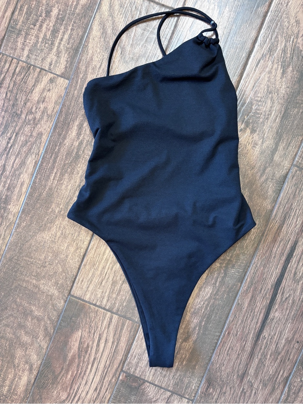 Tan Lines One-Shoulder Black One-Piece Swimsuit